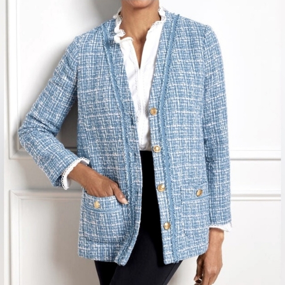 Talbots Jackets & Blazers - Talbots Blue Tweed Women's Jacket Size 16